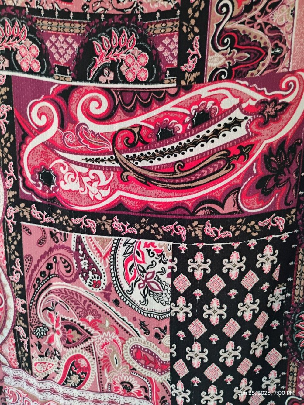 Avenue Plus Size Peasant Top – Size 26/28 – Pink & Black Paisley Patchwork - Picture 4 of 10